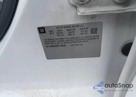 2013 Chevrolet Malibu 2Lt from USA, damaged, VIN 1G11E5SA9DF178249